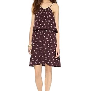 Madewell Dream Drift Silk Sundress Tiered Palm Tree Print Thin Strap Brown Sz 10